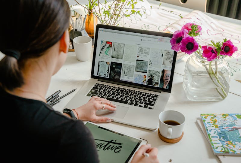 Small business owner working on a laptop